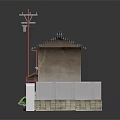 Traditional Japanese Style Two Story Building With Tiled Roof Wooden Door And Vending Machine