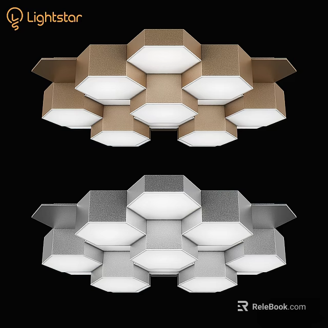 Modern Geometric Ceiling Light with Stylish Multiple Lamps in Brown and Gray Tones 3d model 