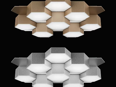 Modern Geometric Ceiling Light with Stylish Multiple Lamps in Brown and Gray Tones 3d model