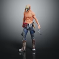 Shirtless Male Character Wearing Helmet With Tool Belt Blue Jeans Boots And Holding Wrench