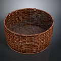 Intricate Weave Natural Wicker Round Storage Basket For Home Decor Organizing