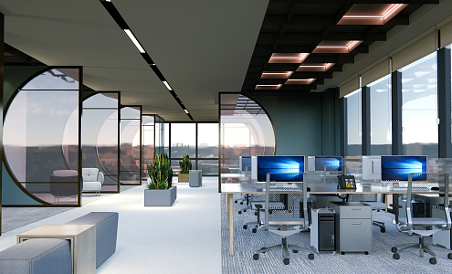 modern public office area office 3d model