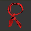 Elegant Red Scarf Tied In Bow With Reflection On Gray Background Surface 3d model