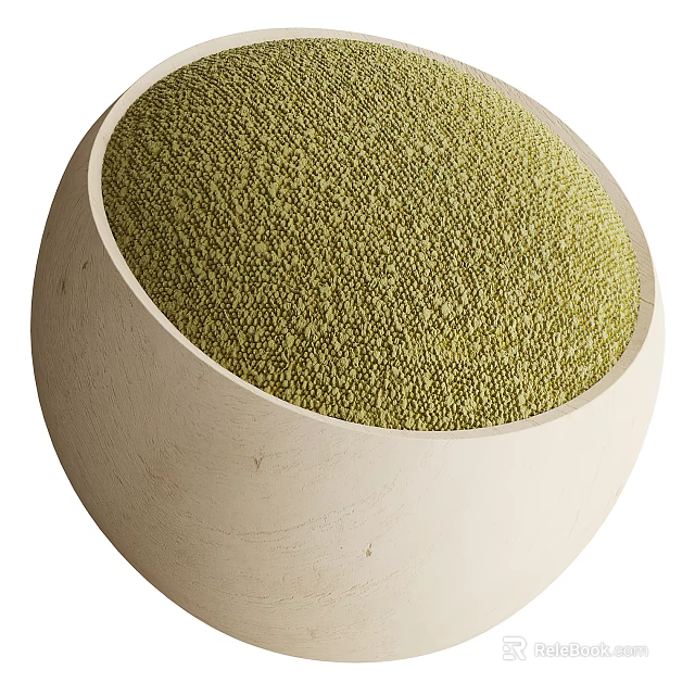Natural Wooden Bowl Filled With Green Organic Grains On White Background 3d model 