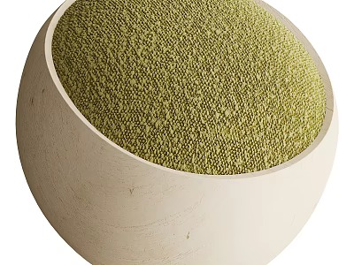 Natural Wooden Bowl Filled With Green Organic Grains On White Background 3d model