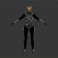 Futuristic Female Robot Character In Metallic Armor With Glowing Head And Sleek Design
