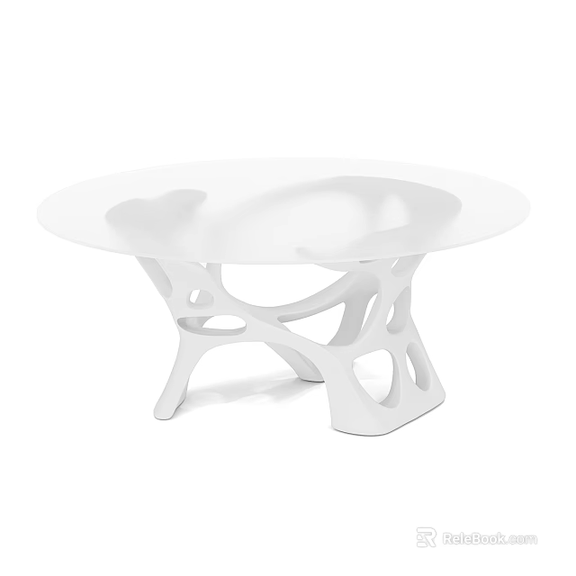 Modern White Coffee Table With Unique Hollow Out Base Design And Smooth Surface Top 3d model 