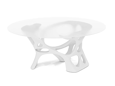 Modern White Coffee Table With Unique Hollow Out Base Design And Smooth Surface Top 3d model