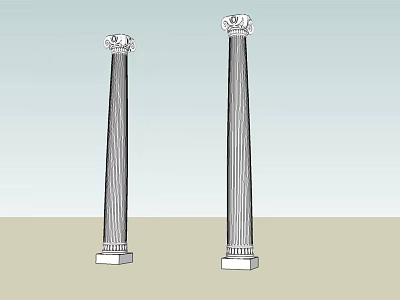 Two Classical Fluted Roman Columns with Ornate Capitals and Bases in Architectural Design 3d model