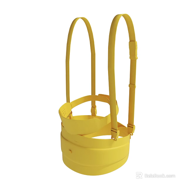 Yellow Plastic Baby Safety Seat With Portable Handle Design Features 3d model 