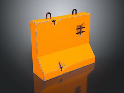 Bright Orange Metal Tool With Two Hooks Angular Shape And Surface Screw Holes 3d model