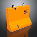 Bright Orange Metal Tool With Two Hooks Angular Shape And Surface Screw Holes 3d model