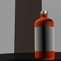 Orange Plastic Bottle With White Label And Silver Cap On Dark Background 3d model