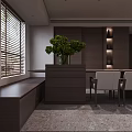 Minimalist Elegant Living And Dining Room Interior With Beige Sofa Black Coffee Table And Artwork