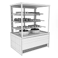 Commercial Cake Display Refrigerator With Glass Shelves And Stainless Steel White Design