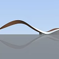 Modern Wavy Entrance Gate Design With Brown And White Curves Water Reflection And Blue Sky