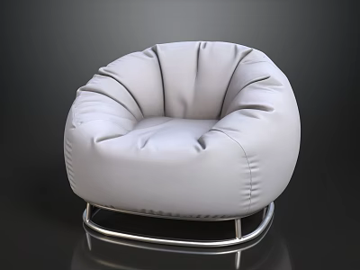 Modern Round White Leather Sofa and Coffee Table Set with Metal Base 3d model