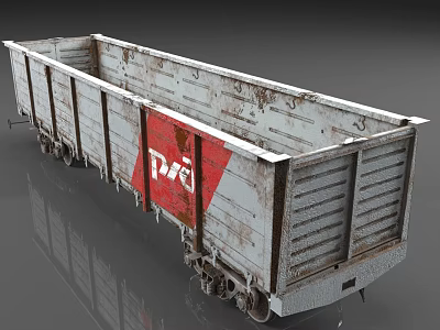 Rusty Railway Freight Car With DB Logo On The Side View 3d model