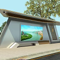 Contemporary Bus Stop Shelter With Large Scenic Screen And Surrounding Trees