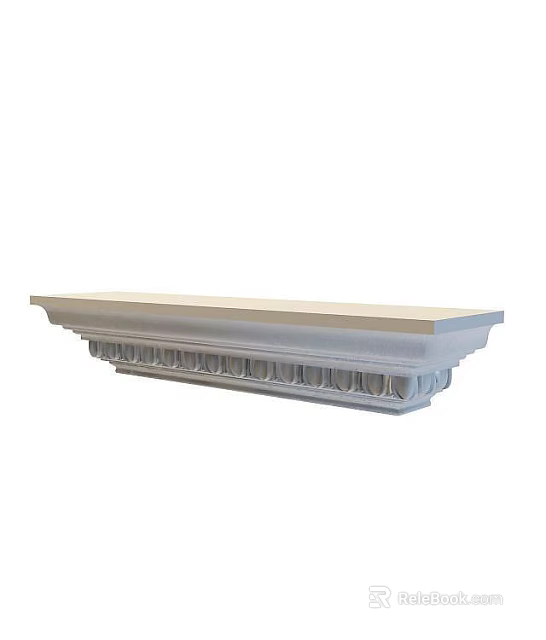 Tech Exhibition Hall Modern Interior With White Decorative Ledge And Intricate Base Pattern 3d model