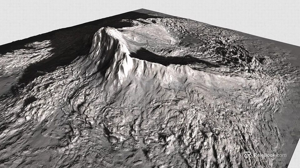 Natural Rugged Mountain Landscape With Rocky Terrain And Sunlit Textures 3d model 