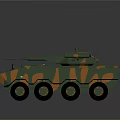 Camouflaged Armored Military Vehicle With Six Wheel Design And Weapon System