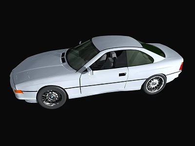 White Sedan With Tinted Windows Silver Wheels And 3D Model On Black Background 3d model