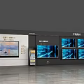 Modern TV Background Wall Design With Multiple TV Displays And Brand Logos