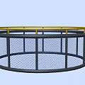 Four Round Mesh Agricultural Equipment Cages With Yellow Edge Frames 3d model