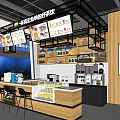 Modern Milk Tea Shop Interior With Fresh Fruits Display Menu Boards And Seats