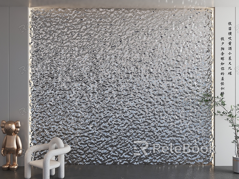 Modern corrugated board background wall water corrugated metal background wall metal stainless steel water corrugated board metal corrugated veneer model