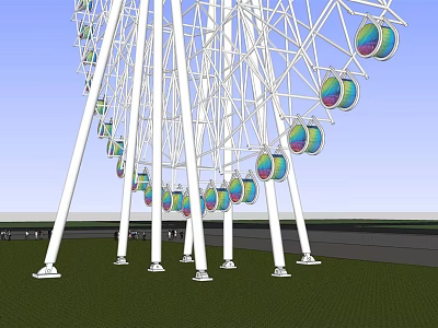 Giant Ferris Wheel Amusement Equipment With Colorful Cabins And White Steel Structure 3d model