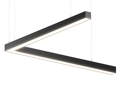 Modern Linear Pendant Chandelier With Black Frame And White Light Design 3d model