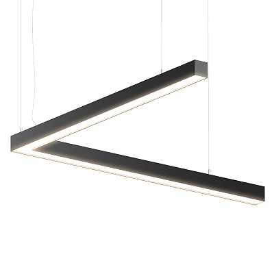 Modern Linear Pendant Chandelier With Black Frame And White Light Design 3d model