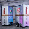 Functional Mobile Food Truck With HEATTECH Sign Metal Structure Vintage TV And Table Chairs
