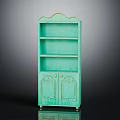 Elegant Turquoise Vintage Storage Cabinet With Ornate Carved Details And Decorative Legs