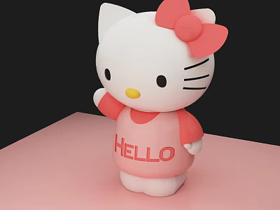 Hello Kitty Themed Decorative Ornament Set With Pink Bow White Body And Hello Lettering 3d model
