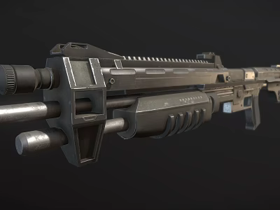 Futuristic Weapon Design With Dual Barrels Tactical Scope And Metal Frame 3d model