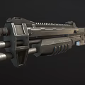 Futuristic Weapon Design With Dual Barrels Tactical Scope And Metal Frame