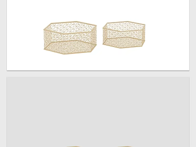 Two Golden Hexagonal Mesh Storage Baskets For Home Organization Decor 3d model