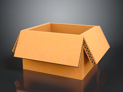 Open Brown Corrugated Cardboard Box With Flaps For Household Storage Supplies 3d model Open Brown Corrugated Cardboard Box With Flaps For Household Storage Supplies 3d model