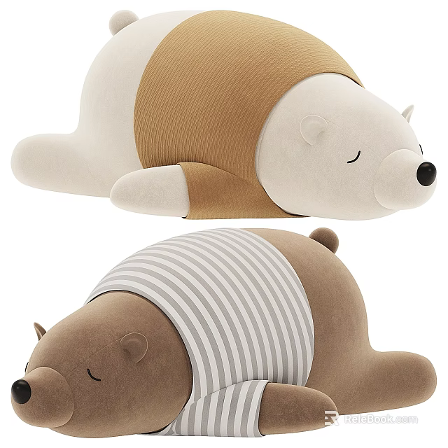 Cute Plush Bears In Different Outfits With Soft Textures 3d model