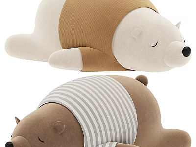 Cute Plush Bears In Different Outfits With Soft Textures 3d model