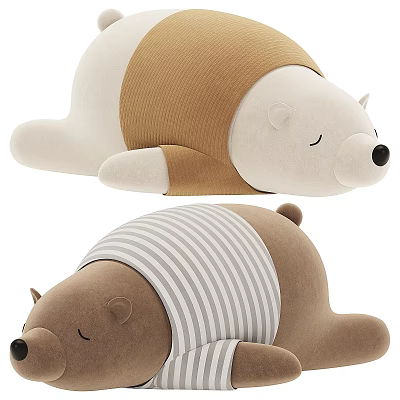 Cute Plush Bears In Different Outfits With Soft Textures 3d model