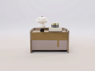 Modern Entryway Console Table With Golden Frame Drawer And Decorative Accessories 3d model