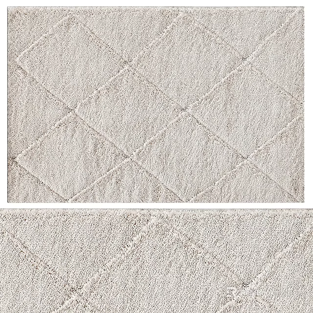 Light Beige Square Area Rug With Diamond Pattern And Soft Texture 3d model 