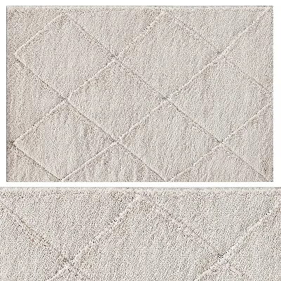 Light Beige Square Area Rug With Diamond Pattern And Soft Texture 3d model