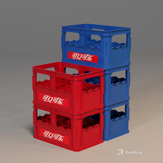 Coca Cola Storage Crates Red and Blue Stackable Design for Organizing 3d model 