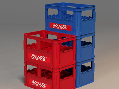 Coca Cola Storage Crates Red and Blue Stackable Design for Organizing 3d model