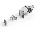 Abstract Metal Structure Models Featuring Geometric Shapes And Art Installation Frames